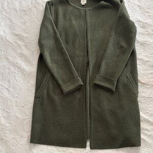 J Grew green long sweater coat